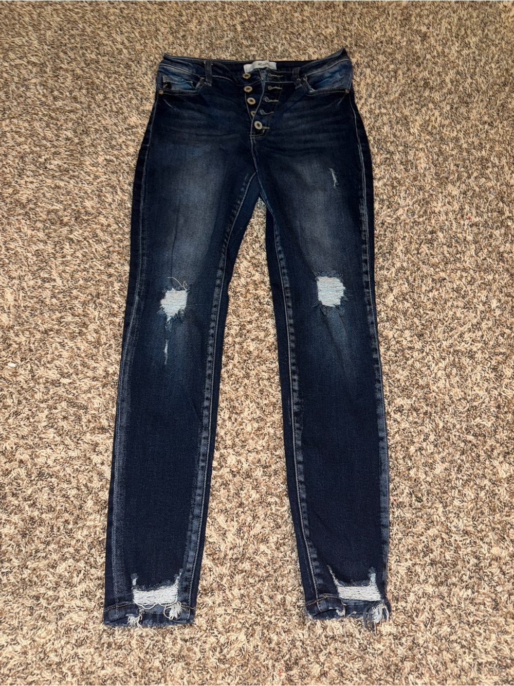 KanCan Dark Blue Distressed High-Rise Skinny Jeans